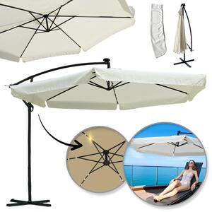 Vrtni suncobran 3,5 m sa solarnim LED svjetlom - krem, UV50+