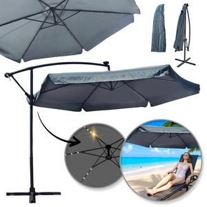 Vrtni suncobran 3,5 m sa solarnom LED rasvjetom - grafit, UV50+