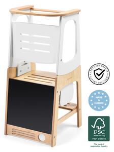 Maxi-Cosi edukativni toranj Toucan 3u1 - Natural Wood/White Montessori toranj za učenje, stol i stolica