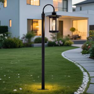Lindby Zayn svjetiljka za stazu, crna, staklo, visina 109 cm, IP65, prigušiva, Crno, Aluminij, fenjer