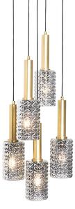 Viseća lampa brončana sa dimnim staklom okrugla 5 lampica - Elva