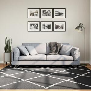 VidaXL Čupavi moderni tepih s visokim vlaknima crni i krem 200x200 cm