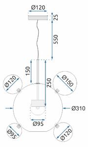 Stropna viseća svjetiljka Staklene kuglice APP650-CP