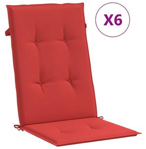 VidaXL Jastuci za vrtne stolice 6 kom crveni 120x50x3 cm od tkanine