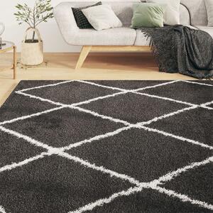 VidaXL Čupavi tepih s visokim vlaknima krem i antracit 160 x 230 cm