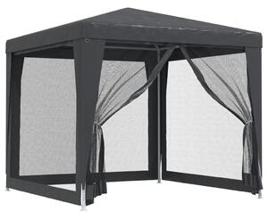 VidaXL Šator za zabave s 4 mrežasta bočna zida antracit 2,5x2,5 m HDPE