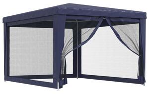 VidaXL Šator za zabave s 4 mrežasta bočna zida plavi 3 x 4 m HDPE