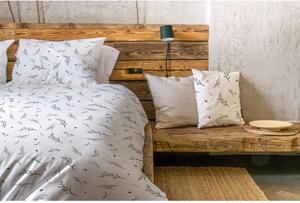 Bijela posteljina za krevet za jednu osobu od pamučnog satena 140x200 cm Delicate Green – Butter Kings