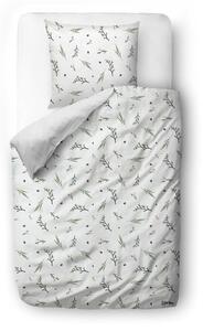 Bijela posteljina za krevet za jednu osobu od pamučnog satena 140x200 cm Delicate Green – Butter Kings