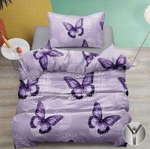 Pamučna posteljina BUTTERFLY BLOOM ljubičasta Dimenzije posteljine: 70 x 90 cm | 140 x 200 cm
