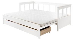 Bijeli dječji krevet od masivnog bora s dodatnim ležajem s prostorom za pohranu 90x200 cm PINO – Vipack