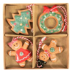 Set od 4 kom božićnih ukrasa GINGERBREADS 6 cm