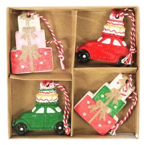 Set 4 kom božićnih ukrasa CHRISTMAS CAR 6 cm