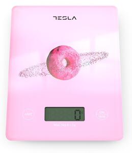 Staklena LCD kuhinjska vaga do 5 kg roza