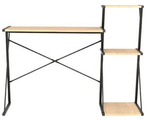 VidaXL Radni stol s policom crni i boja hrasta 116 x 50 x 93 cm