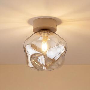TK Lighting Stropna svjetiljka Lava, pijesak/kognac, staklo, Ø 15 cm, G9, prigušiva, Bež, Dnevni boravak/blagovaonica, Staklo
