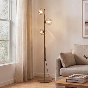 TK Lighting Podna lampa Lava, boja pijeska/kognac, staklo, 151 cm, 3 svjetla, G9, Bež, Dnevni boravak/blagovaonica, Staklo