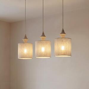 TK Lighting Luster-lampa Amura, 3 žarulje, 105 cm duga, bež/pješčana, E27, prigušiva, Bež, Dnevni boravak/blagovaonica, Tkanina / tekstil