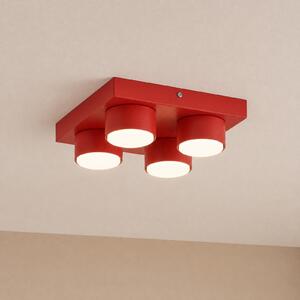TK Lighting Stropna svjetiljka Brix, crvena, dugačka 23 cm, s 4 žarulje, GX53, prigušiva, Crvena, Dnevni boravak/blagovaonica, Metal