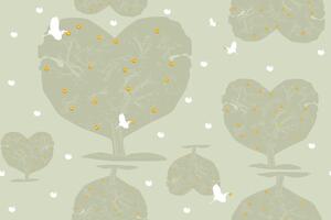 Samoljepljiva tapeta zlatne jabuke na srcolikim stablima