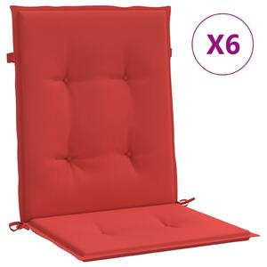 VidaXL Jastuci za vrtne stolice 6 kom crveni 100x50x3 cm od tkanine