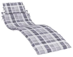 VidaXL Jastuk za ležaljku sivi karirani 186 x 58 x 3 cm tkanina Oxford