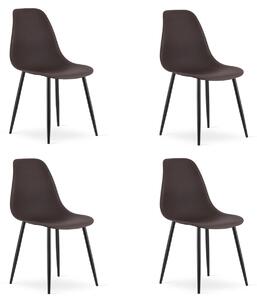 Set 4 tamnosmeđe stolice OSAKA s crnim nogama