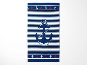 Brzosušeći plažni ručnik MARITIMO plavo-bijeli 70 x 140 cm, 100% mikrovlakana