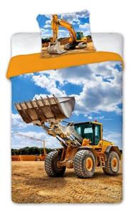 Povlečení Faro bedding excavator plava žuta 200x140 cm 90x70