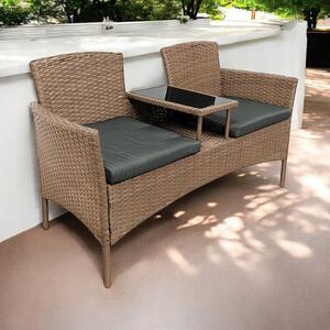 Vrtni set od ratana NM-03 - prirodni + sivi jastuci