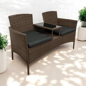 Vrtni set od ratana NM-03 - svijetlosmeđi + sivi jastuci
