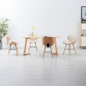 VidaXL Blagovaonske stolice od umjetne kože i drva 4 kom krem