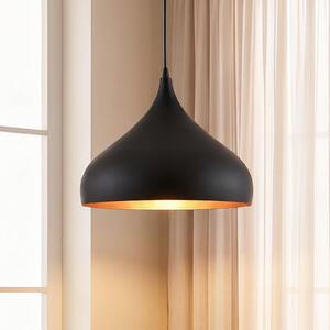 Lindby viseća lampa Ritana, crno-zlatna, metal, Ø 31cm, E27, prigušiva, Crno, Dnevni boravak/blagovaonica, Aluminij