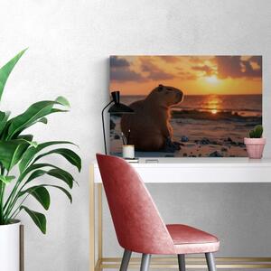 Slika kapibara pri zalasku sunca