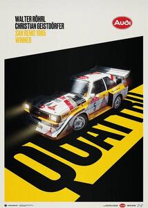 Umjetnički tisak AUDI QUATTRO S1 - SHADOW - WALTER RÖHRL & CHRISTIAN GEISTDÖRFER - SAN REMO 1985, Automobilist