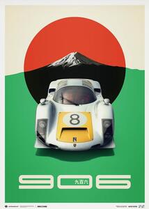 Umjetnički tisak Porsche 906 - Japanese GP - 1967 - White, Automobilist