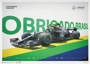 Umjetnički tisak Mercedes-AMG Petronas F1 Team - Lewis Hamilton - Obrigado Brasil - 2021