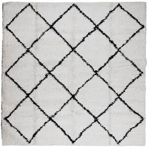 VidaXL Čupavi moderni tepih s visokim vlaknima krem-crni 120x120 cm