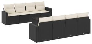 VidaXL 9-dijelni set vrtnih sofa s jastucima crni od poliratana