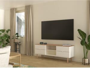 Bijela/u prirodnoj boji TV komoda u dekoru hrasta 162x61 cm Skagen – Tenzo