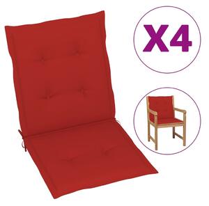 VidaXL Jastuci za vrtne stolice 4 kom crveni 100x50x3 cm od tkanine