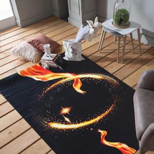 Crni tepih s vatrenim krugom Širina: 80 cm | Duljina: 150 cm