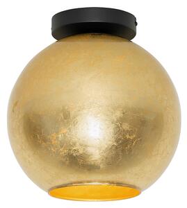 Dizajnerska stropna lampa crna sa zlatnim staklom - Bert