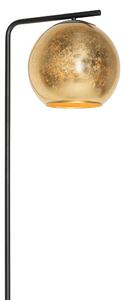 Dizajnerska podna lampa crna sa zlatnim staklom - Bert