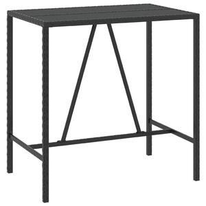 VidaXL Barski stol sa staklenom pločom crni 110x70x110 cm poliratan