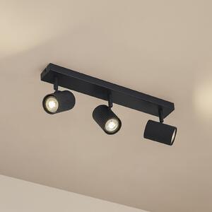 Lindby Kardis stropna svjetiljka, tamnosiva, 3 svjetla, metal, GU10, prigušiva, Sivo, Područje hodnika, Aluminij
