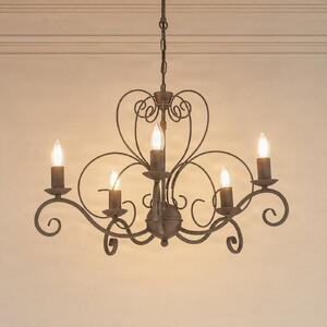 Luminex Mauro luster, bež, 5 žarulja, Ø 62 cm, metal, E14, prigušiva, Bež, Dnevni boravak/blagovaonica, Metal