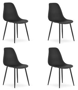 Set 4 crne stolice OSAKA s crnim nogama