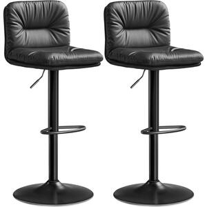 Set od 2 barske stolice s naslonom, podesive visine, 47 x 41 x (89–110) cm, crne | VASAGLE