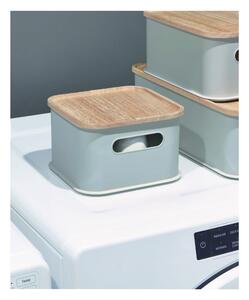 Siva kutija za pohranu s poklopcem od drveta paulovnije iDesign Eco Handled, 21,3 x 21,3 cm